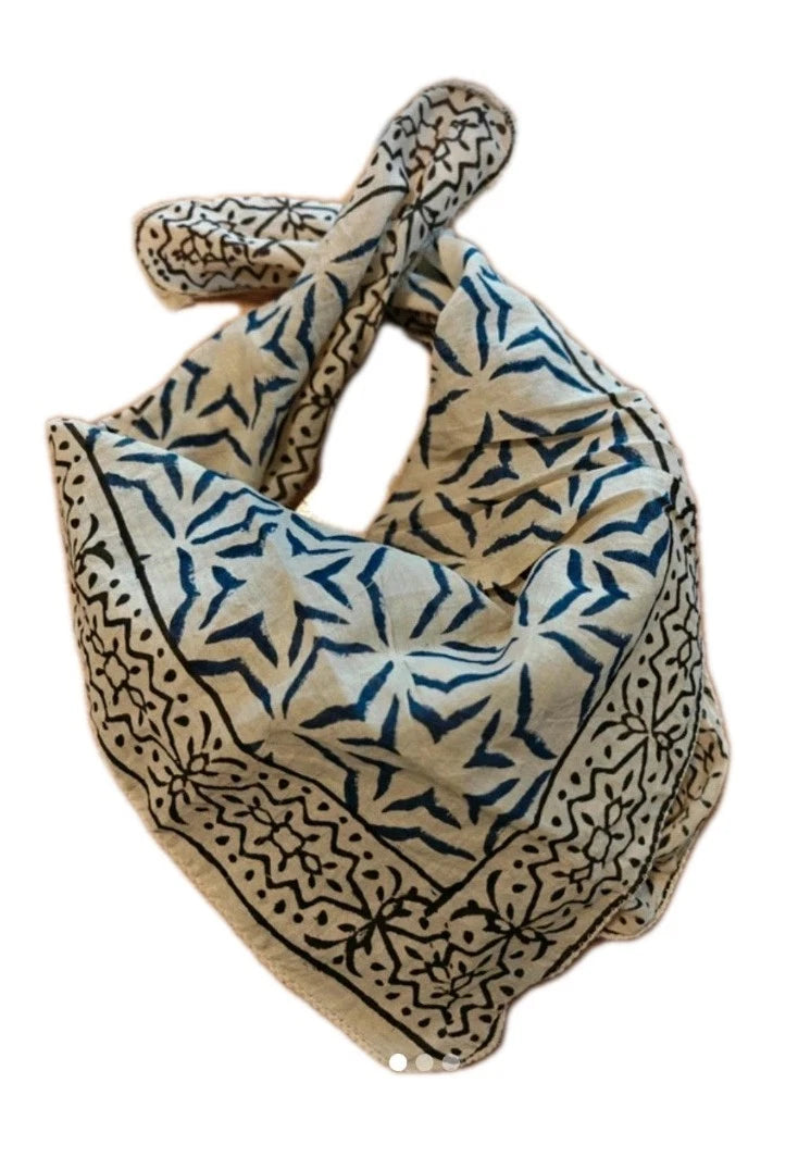 Organic Cotton Indian Hand Block Print Bandana Scarf