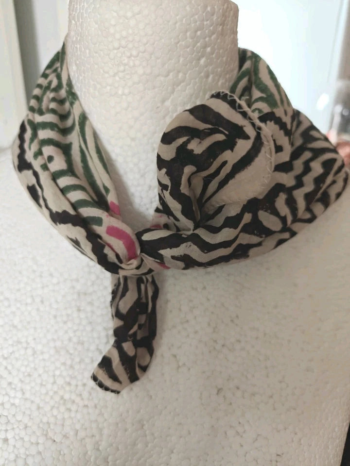 Organic Cotton Indian Hand Block Print Bandana Scarf