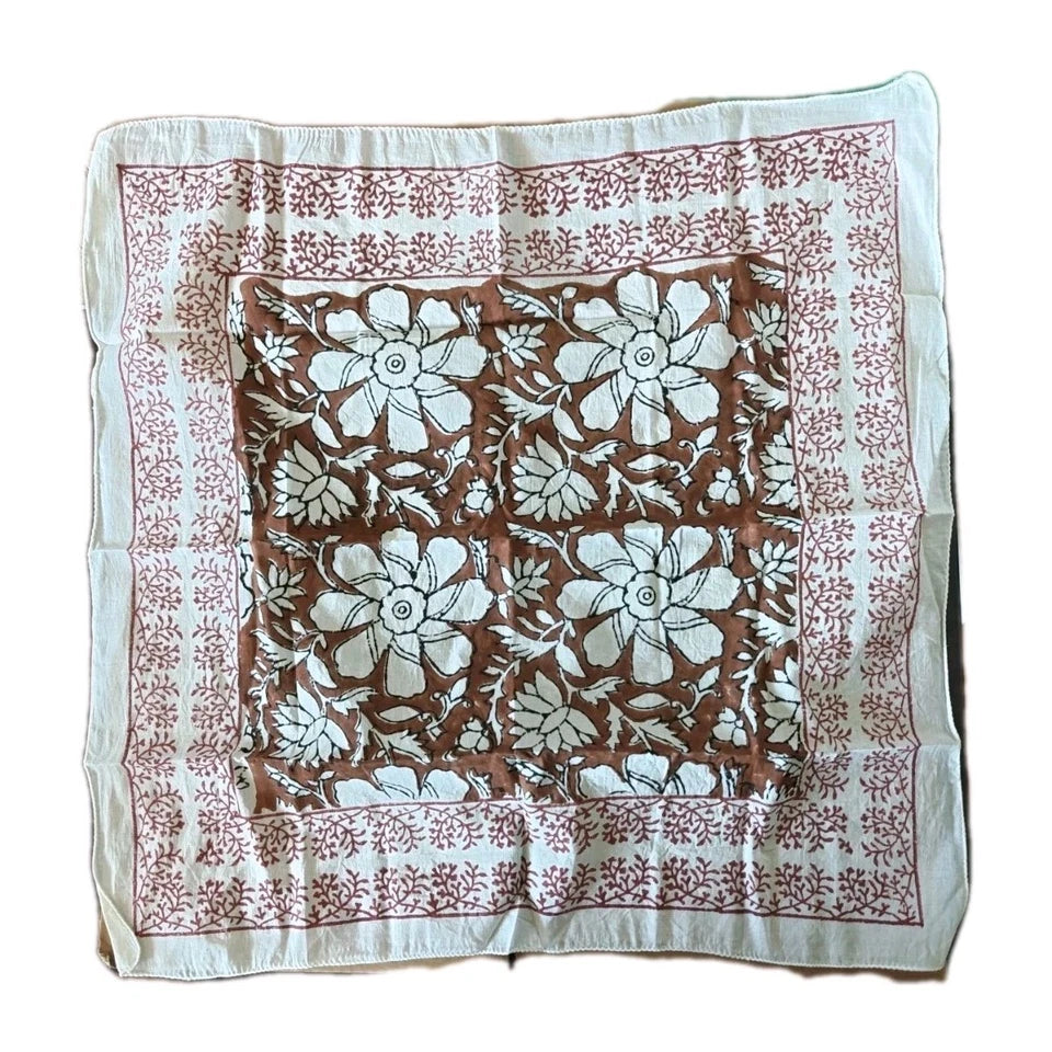 Cotton Indian Hand Print Bandana Scarf