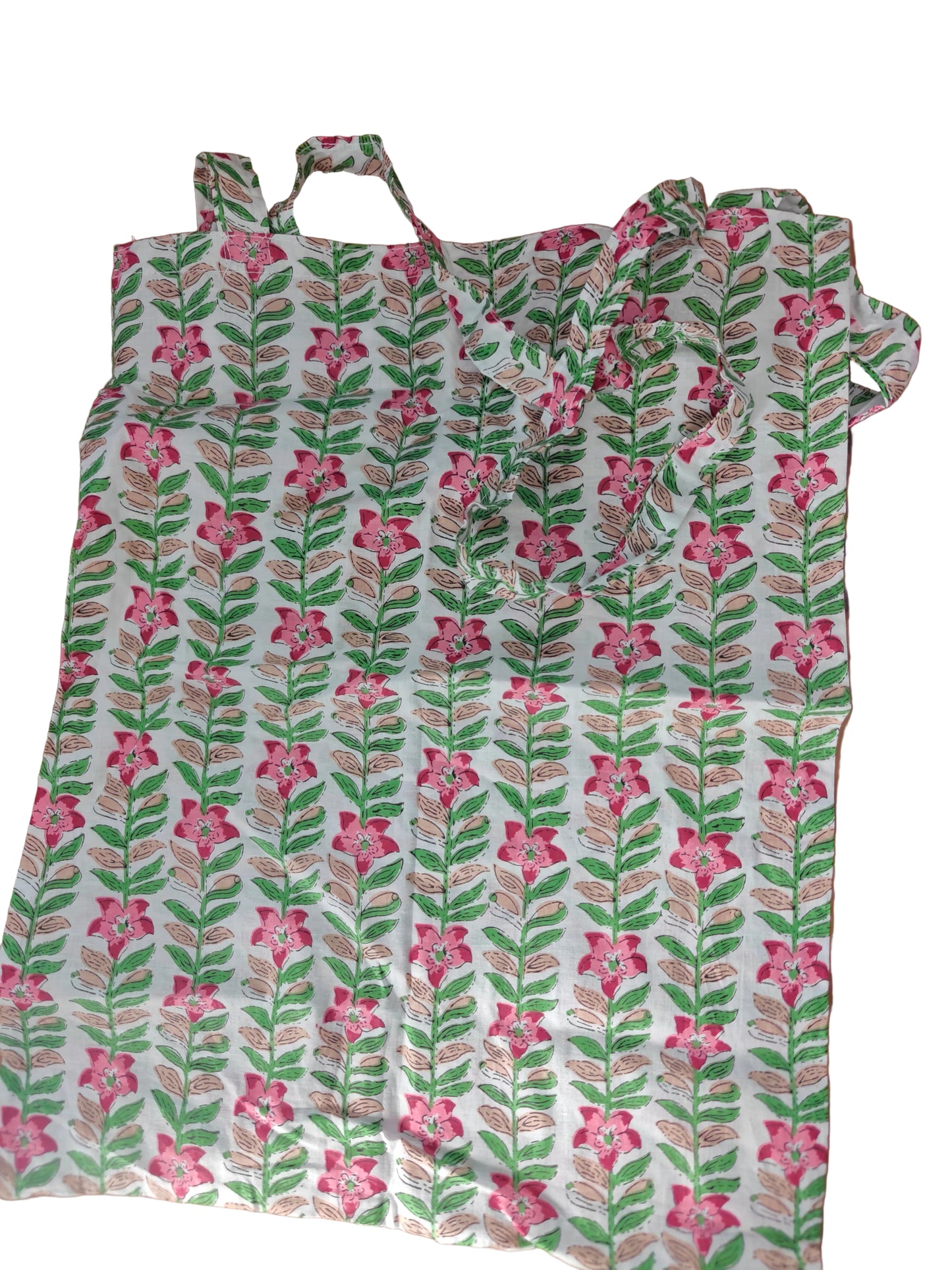 Indian hand block print cotton tote bag