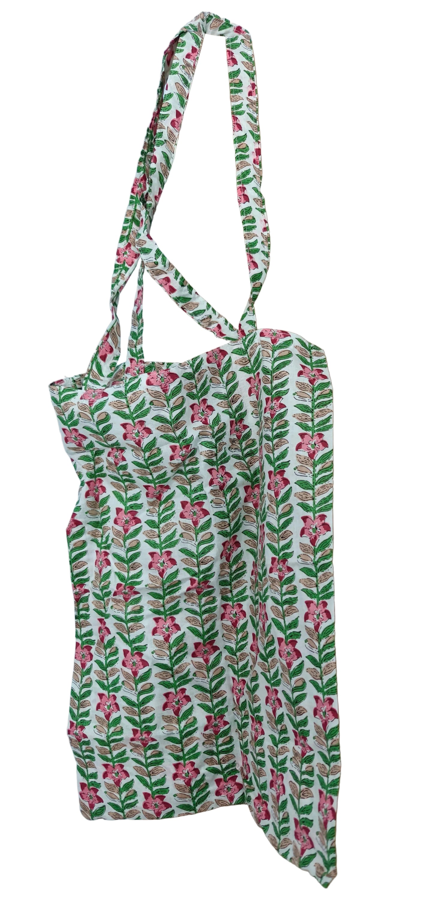 Indian hand block print cotton tote bag