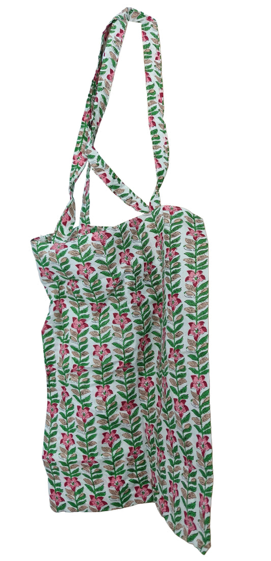 Indian hand block print cotton tote bag