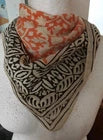 Organic Cotton  Indian Hand Block Print Bandana Scarf