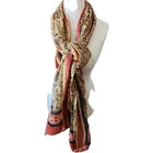Hand Block Print Indian Boho Golden Stripe  Cotton Oversize Scarf, Beach ,sarong