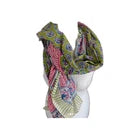 Hand Block Print Indian Cotton Oversize Scarf, Sarong, Throw, Beach Cover,
