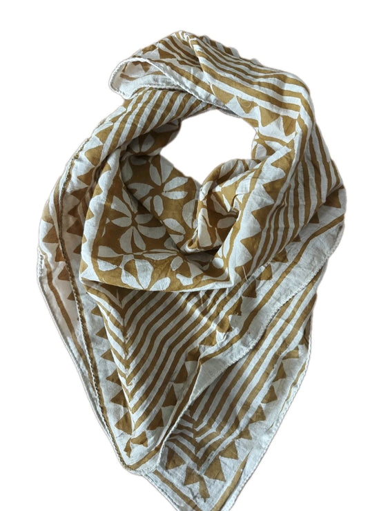 Organic Cotton  Indian Hand Print Bandana Scarf