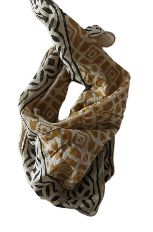 Organic Cotton  Indian Hand Block Print Bandana Scarf