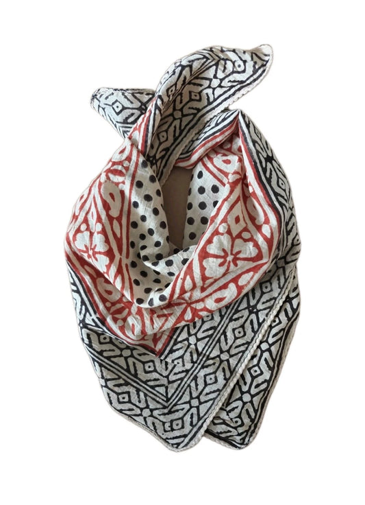 Organic Cotton  Indian Hand Print Bandana Scarf