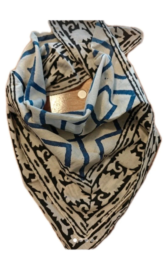 Organic Cotton  Indian Hand Block Print Bandana Scarf