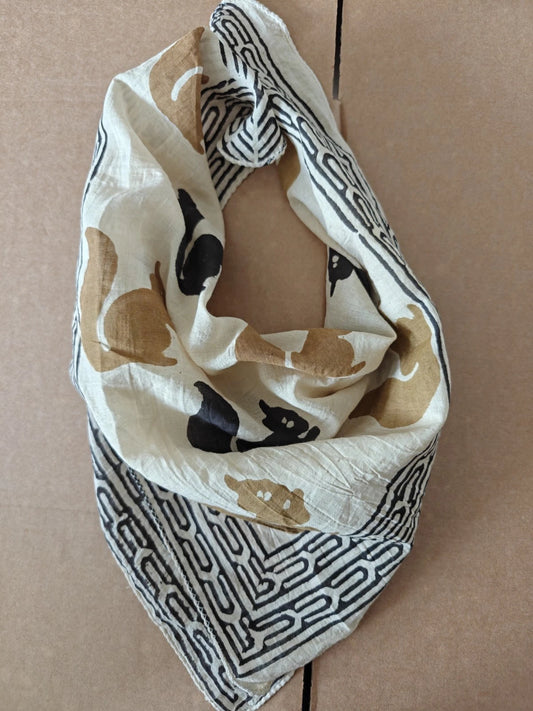 Organic Cotton  Indian Hand Print Bandana Scarf