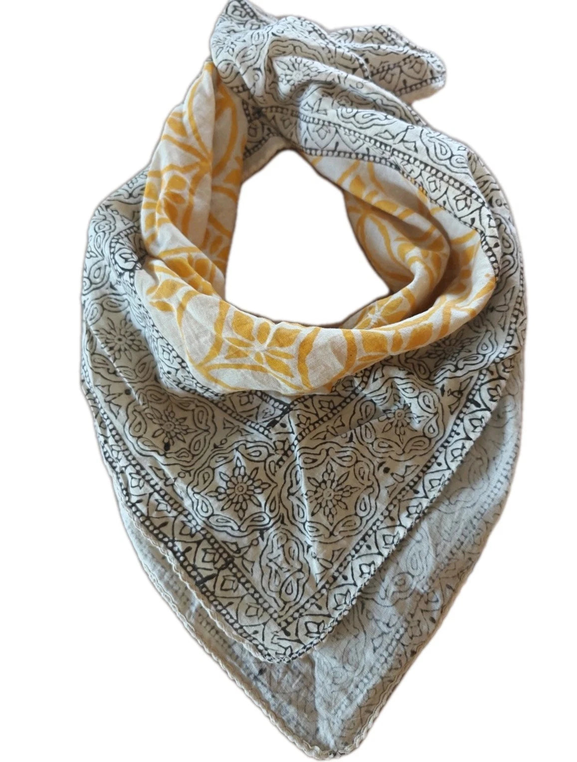 Organic Cotton  Indian Hand Block Print Bandana Scarf