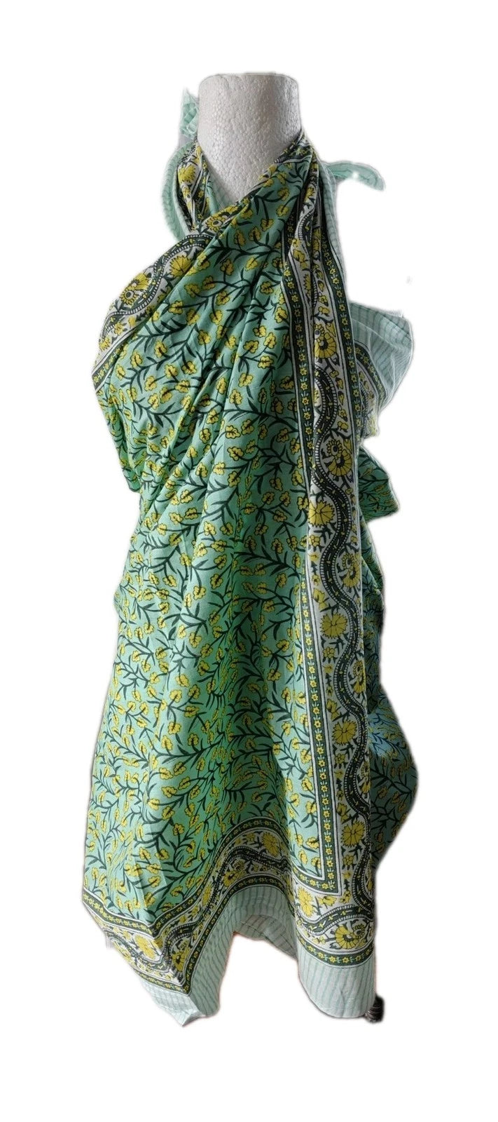 Hand Block Print Indian Cotton Oversize Scarf, Sarong, Throw, Beach Cover,