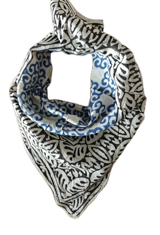Organic Cotton  Indian Hand Block Print Bandana Scarf