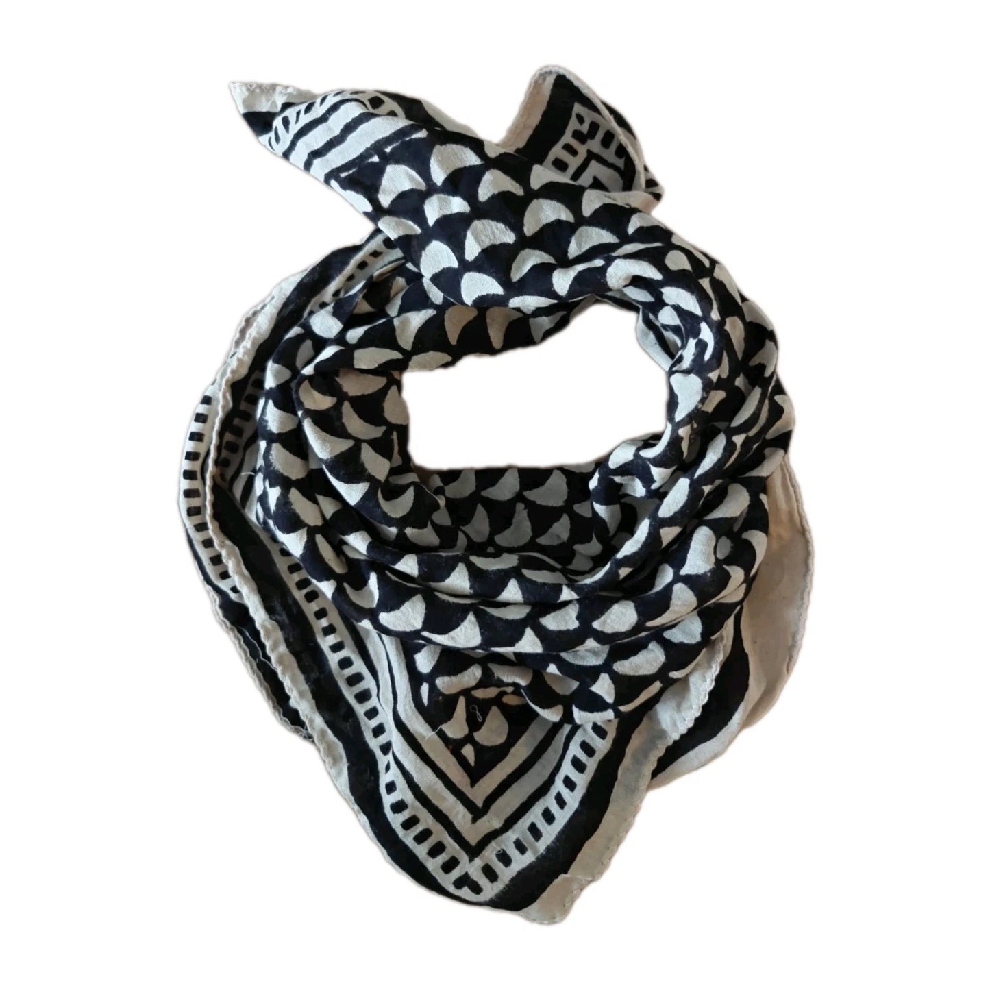 Organic Cotton  Indian Hand Block Print Bandana Scarf