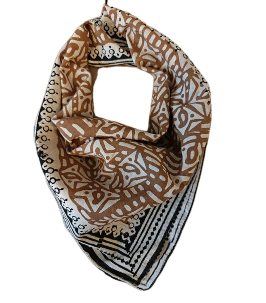 Organic Cotton  Indian Hand Print Bandana Scarf