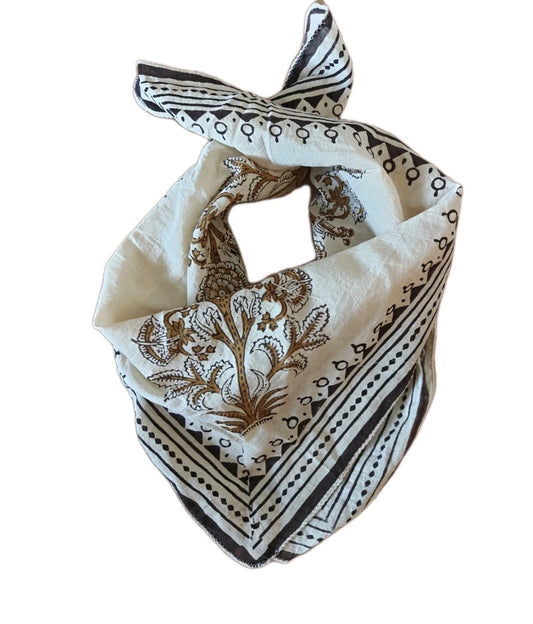 Organic Cotton  Indian Hand Block Print Bandana Scarf