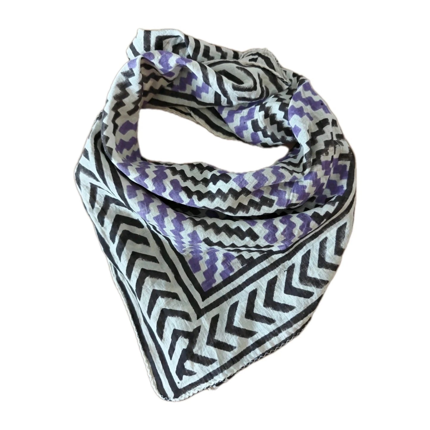 Organic Cotton  Indian Hand Block Print Bandana Scarf