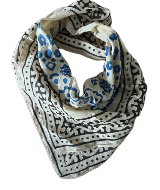 Organic Cotton  Indian Hand Print Bandana Scarf