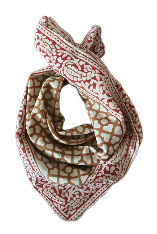 Organic Cotton  Indian Hand Block Print Bandana Scarf