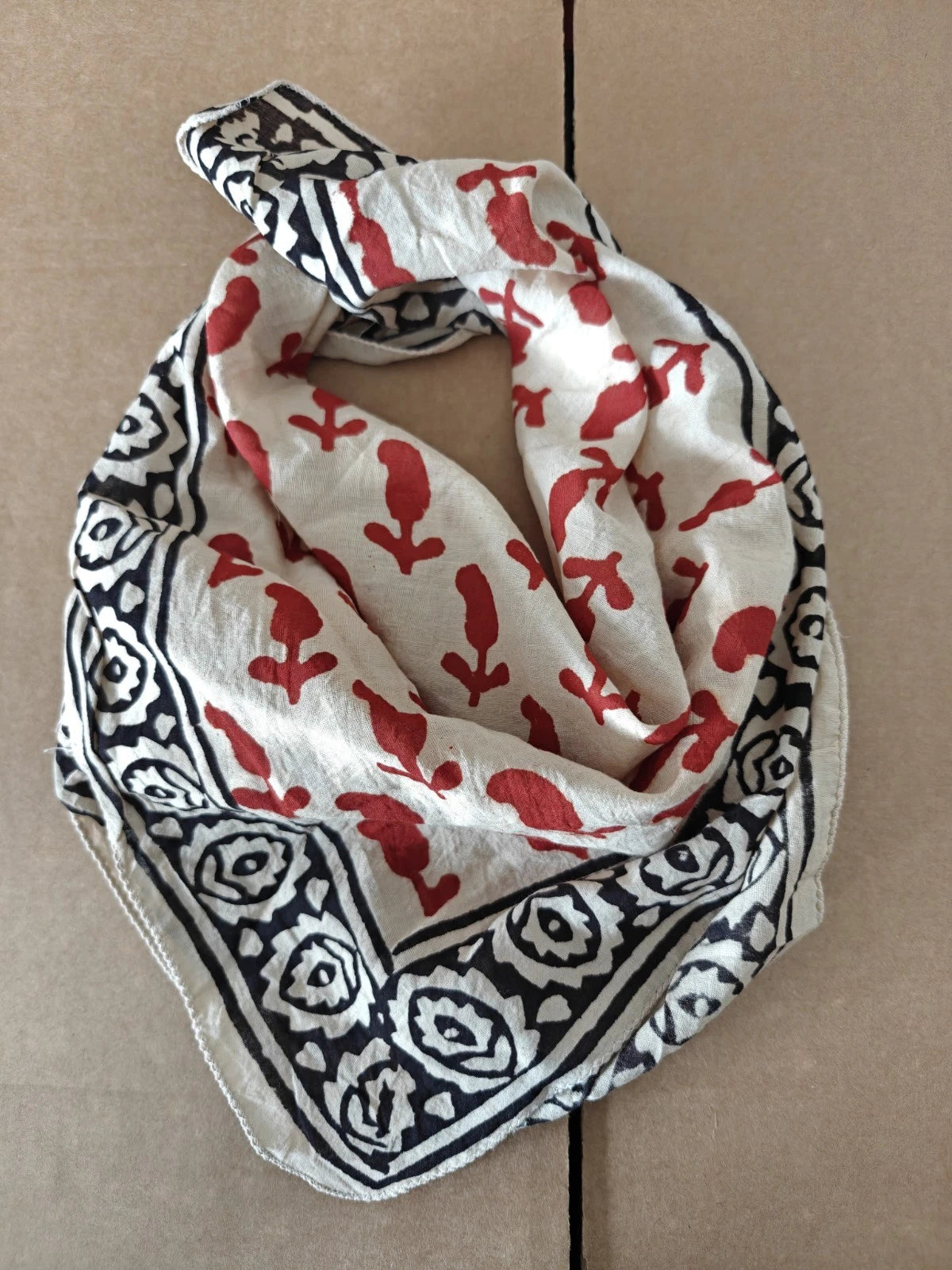 Organic Cotton  Indian Hand Block Print Bandana Scarf