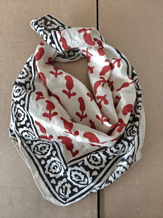 Organic Cotton  Indian Hand Block Print Bandana Scarf