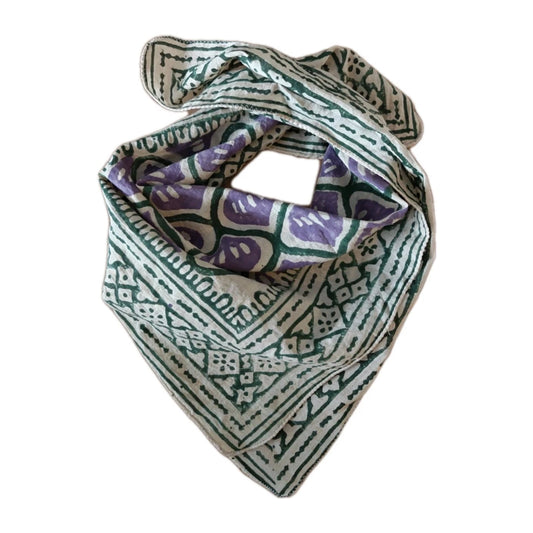 Organic Cotton  Indian Hand Block Print Bandana Scarf