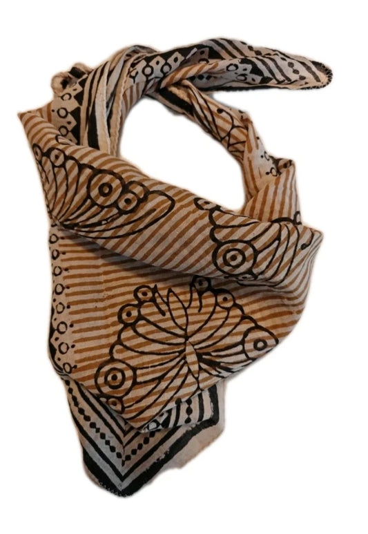 Organic Cotton  Indian Hand Print Bandana Scarf