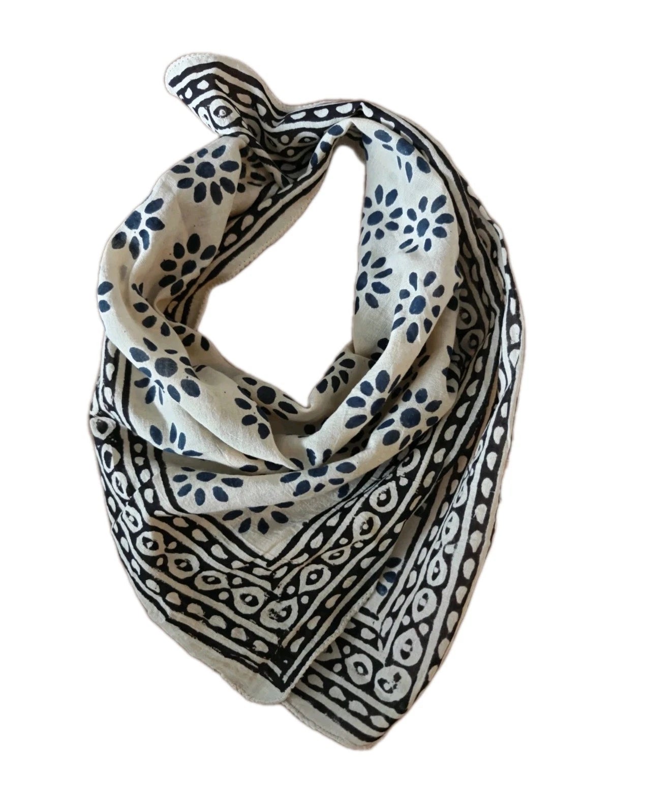 Organic Cotton  Indian Hand Block Print Bandana Scarf
