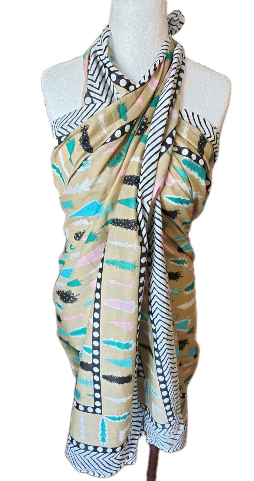 3 X Indian Hand Block Print  Cotton Sarong ,Oversize Scarf, Fabric Piece