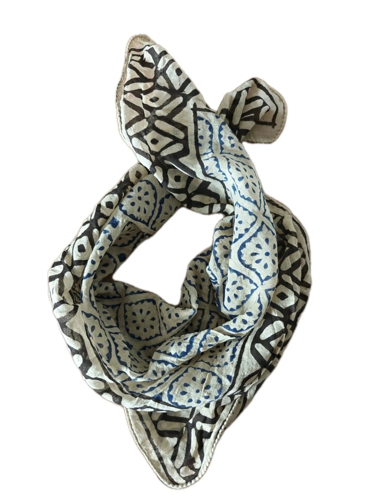 Organic Cotton  Indian Hand Print Bandana Scarf