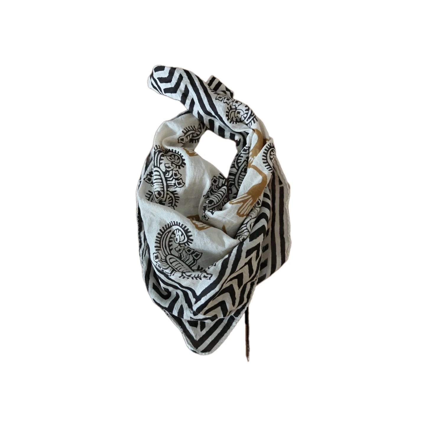 Organic Cotton  Indian Hand Print Bandana Scarf