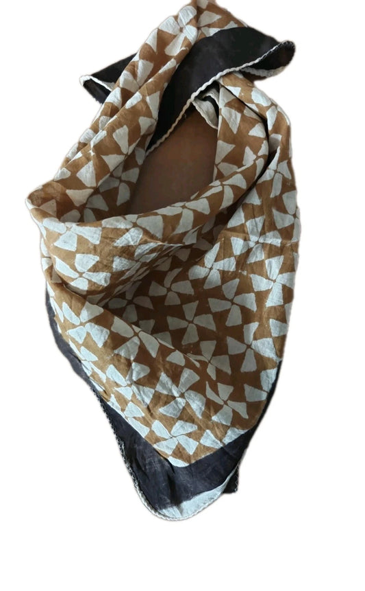 Organic Cotton  Indian Hand Print Bandana Scarf