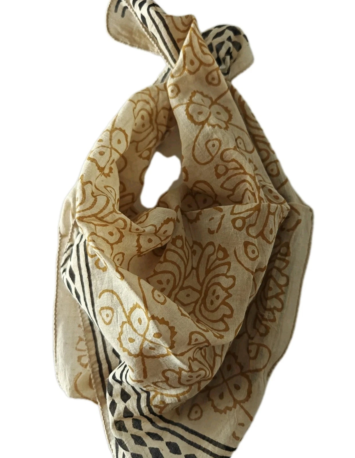 Organic Cotton  Indian Hand Block Print Bandana Scarf