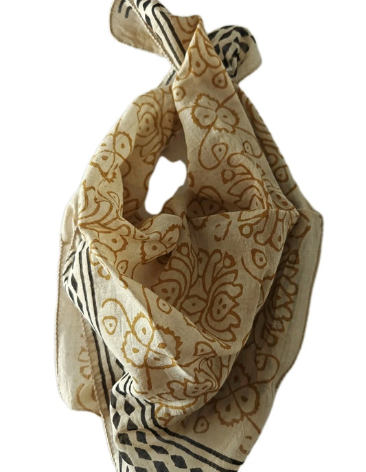 Organic Cotton  Indian Hand Block Print Bandana Scarf