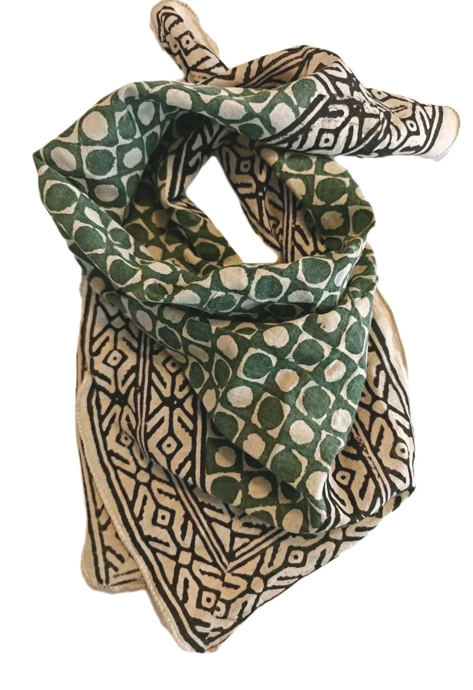 Organic Cotton  Indian Hand Block Print Bandana Scarf
