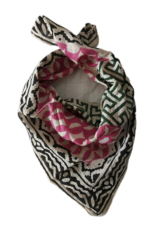 Organic Cotton  Indian Hand Block Print Bandana Scarf