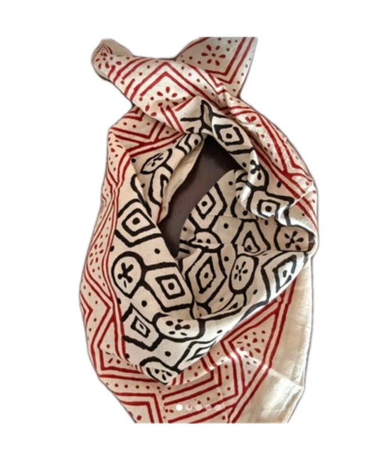 Organic Cotton  Indian Hand Block Print Bandana Scarf