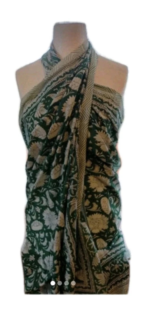 Hand Block Print Indian Cotton Oversize Scarf, Sarong, Throw, Beach Cover,