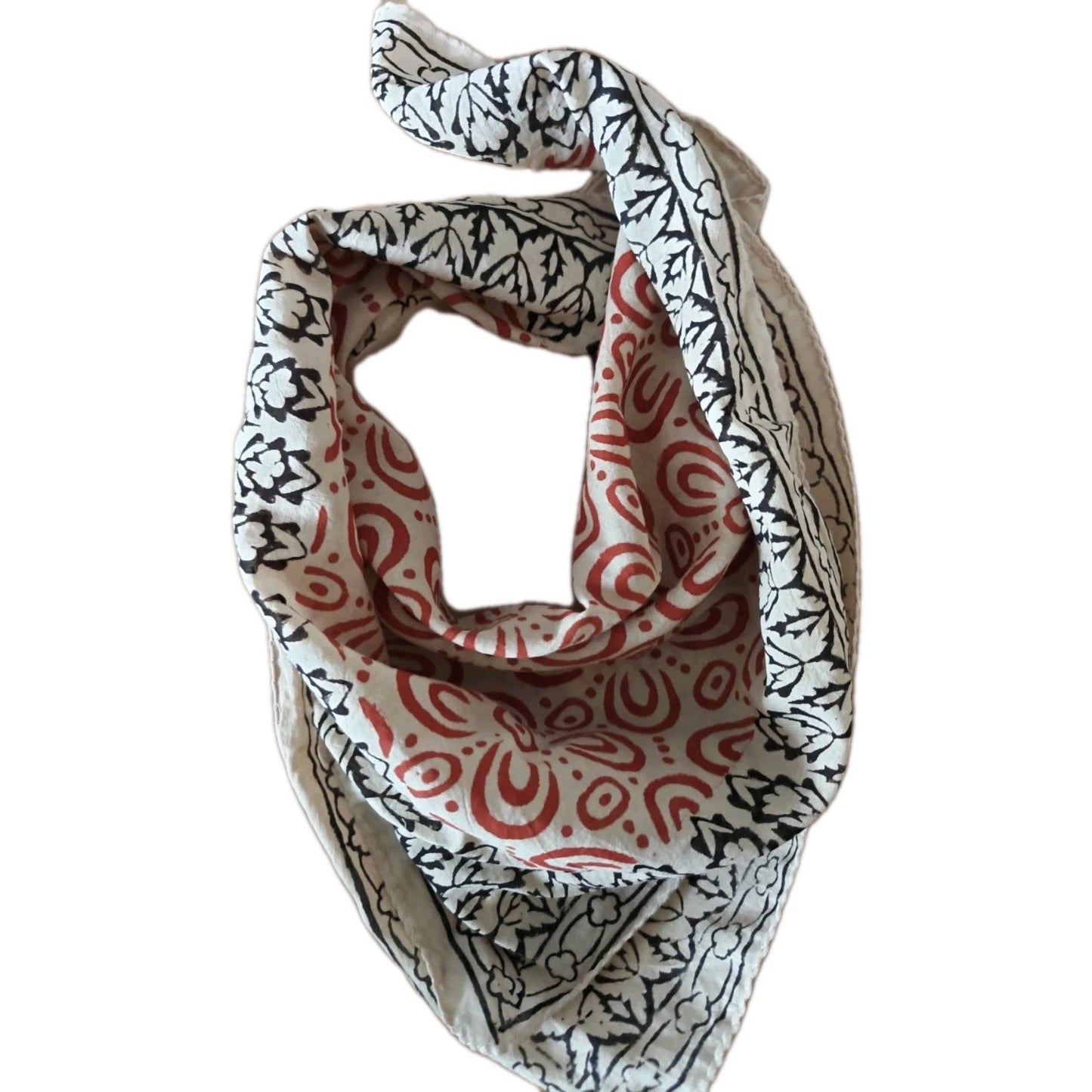 Organic Cotton  Indian Hand Block Print Bandana Scarf