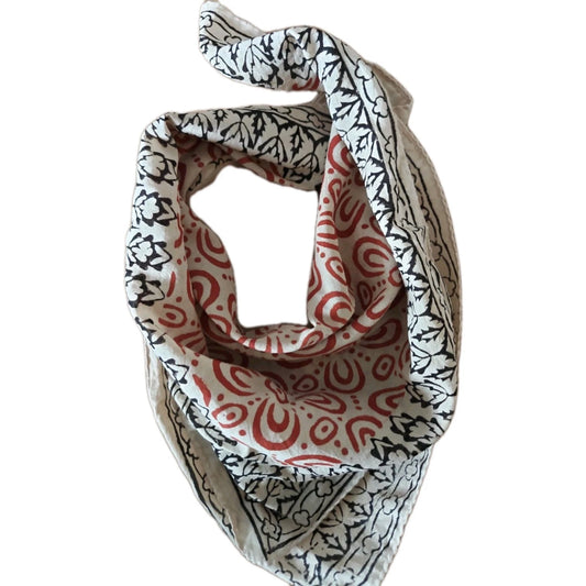 Organic Cotton  Indian Hand Block Print Bandana Scarf