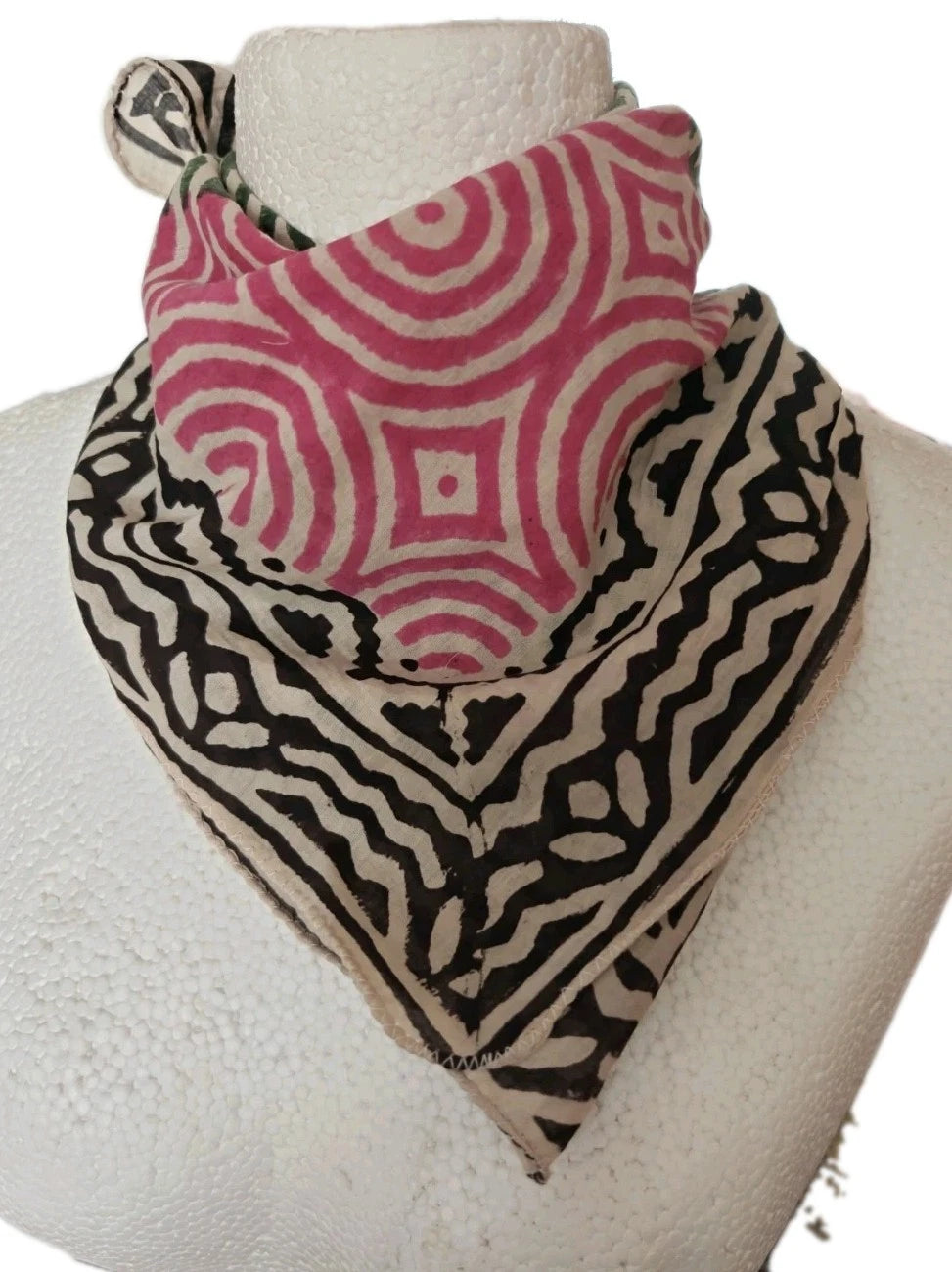 Organic Cotton  Indian Hand Block Print Bandana Scarf