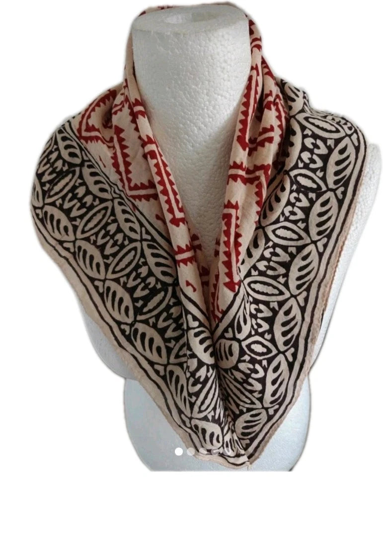 Indian Hand Block Print Large Bandana Scarf