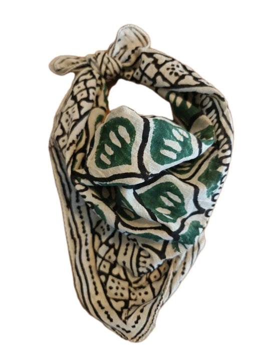 Organic Cotton  Indian Hand Print Bandana Scarf