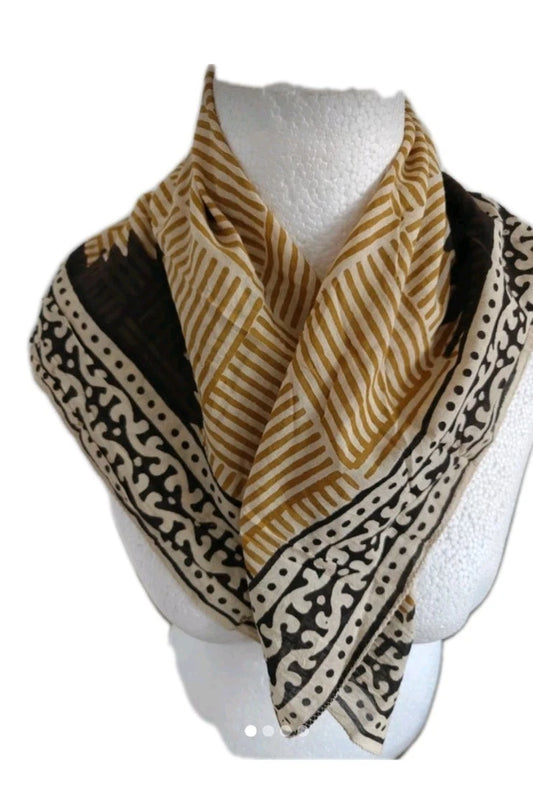 Indian Hand Block Print Large Bandana Scarf