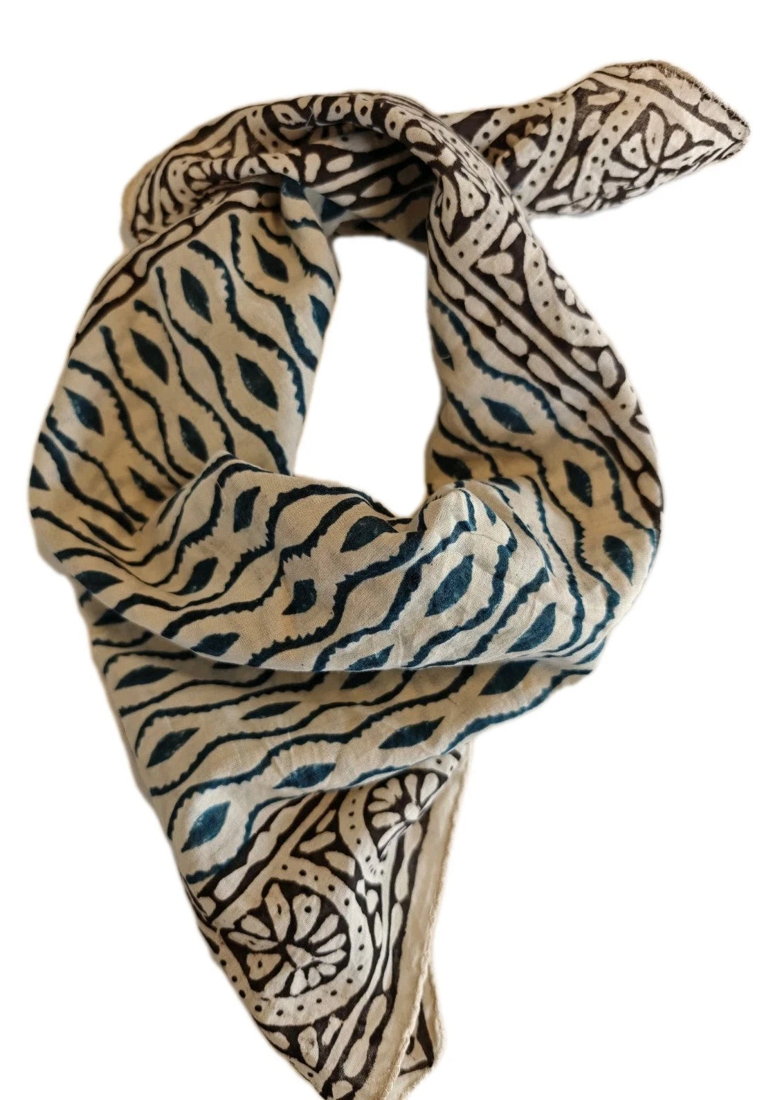Organic Cotton  Indian Hand Block Print Bandana Scarf