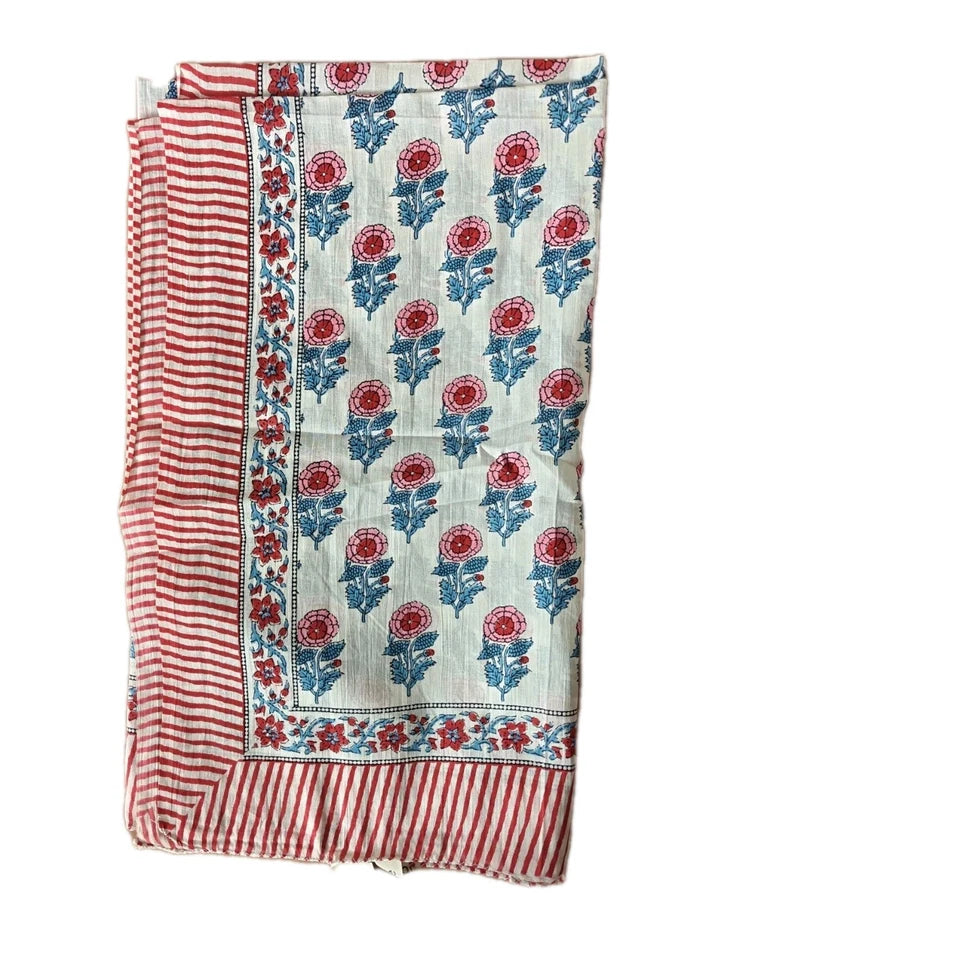 Hand Block Print Indian Cotton Oversize Scarf, Sarong, Throw, Beach Cover,