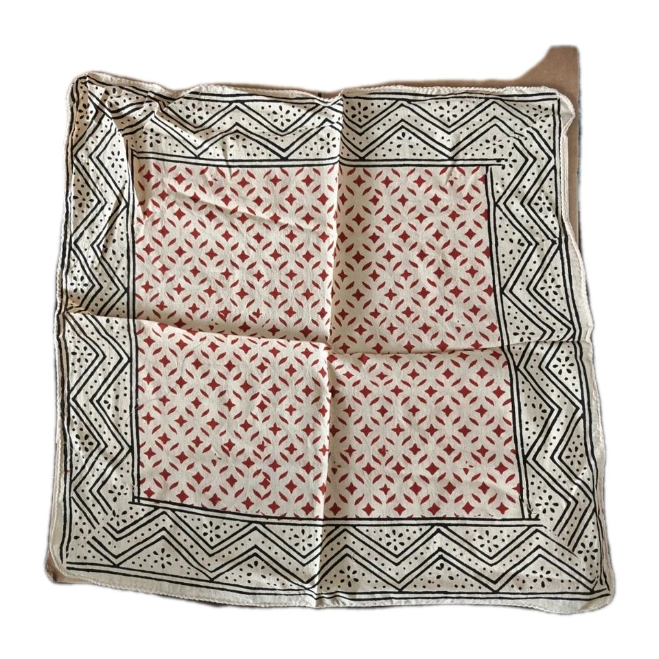 Organic Cotton  Indian Hand Print Bandana Scarf