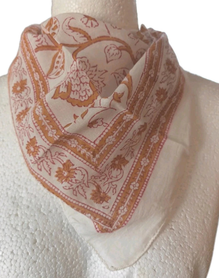 Cotton  Indian Hand Block Print Bandana Scarf